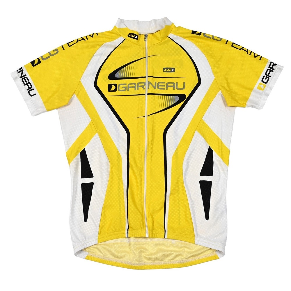 Louis Garneau Cycling Jersey Men's Medium S/S Full Zip LG Racing Bike Yellow